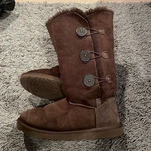 Tall UGG genuine sheepskin boots chocolate brown size 9